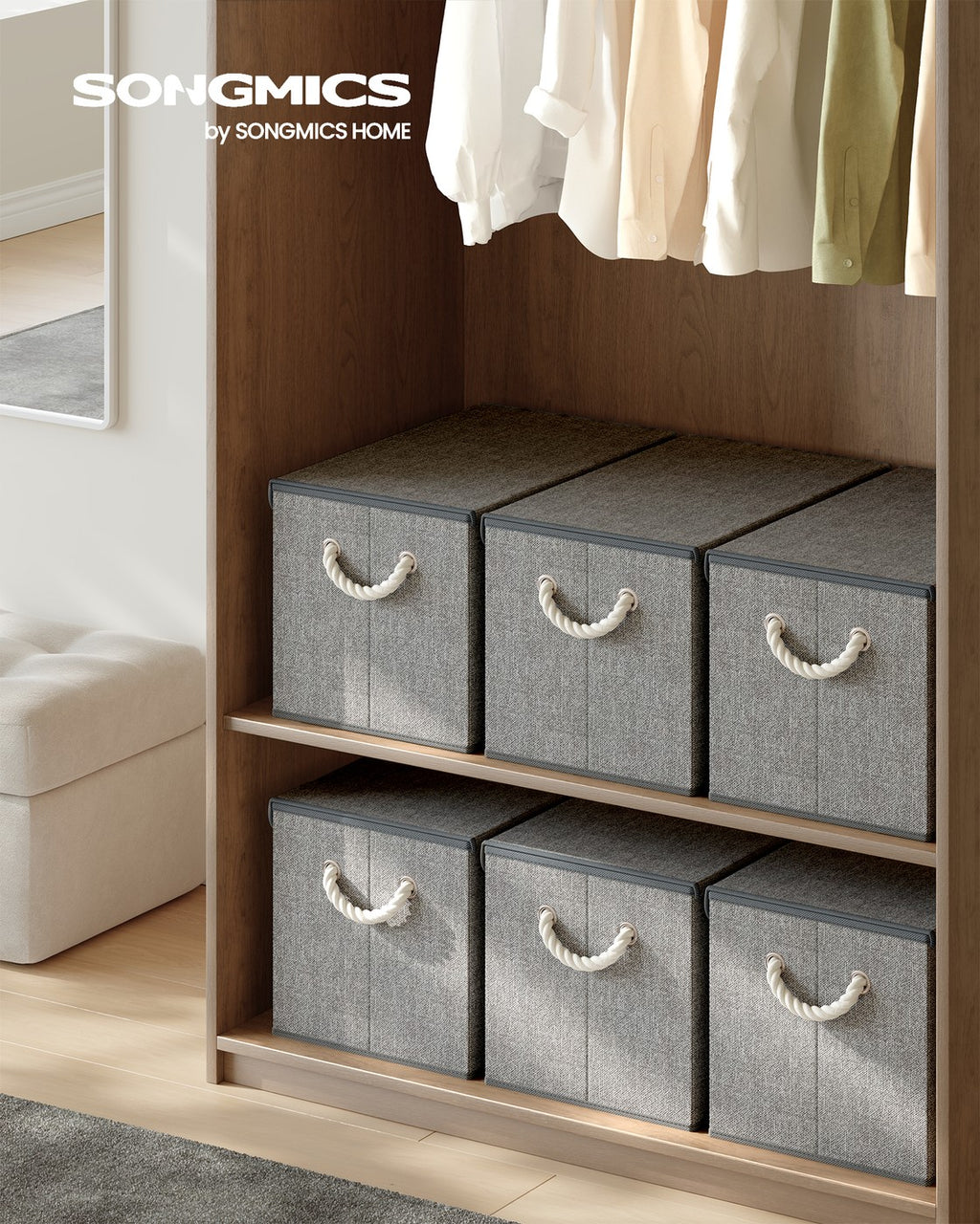 Aufbewahrungsbox mit Deckel 3er Set taubengrau