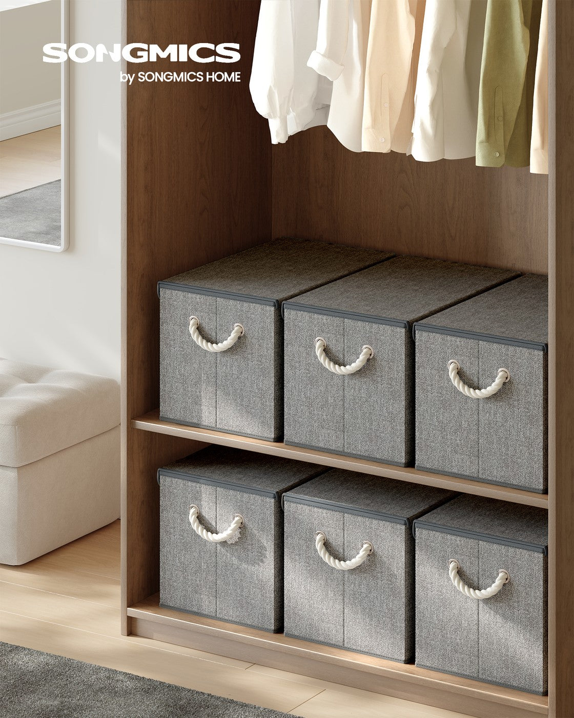 Aufbewahrungsbox mit Deckel 3er Set taubengrau