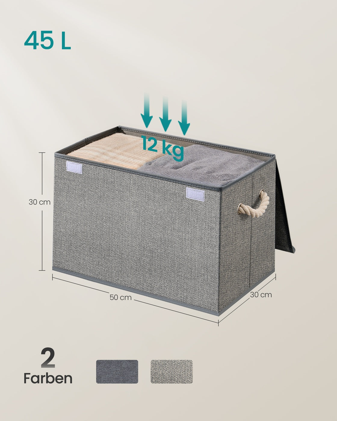 Aufbewahrungsbox mit Deckel 3er Set taubengrau