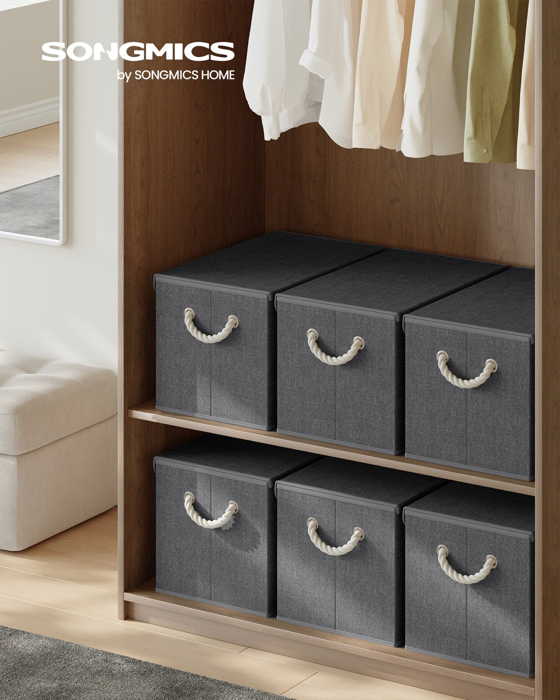 Aufbewahrungsbox mit Deckel 3er Set schiefergrau