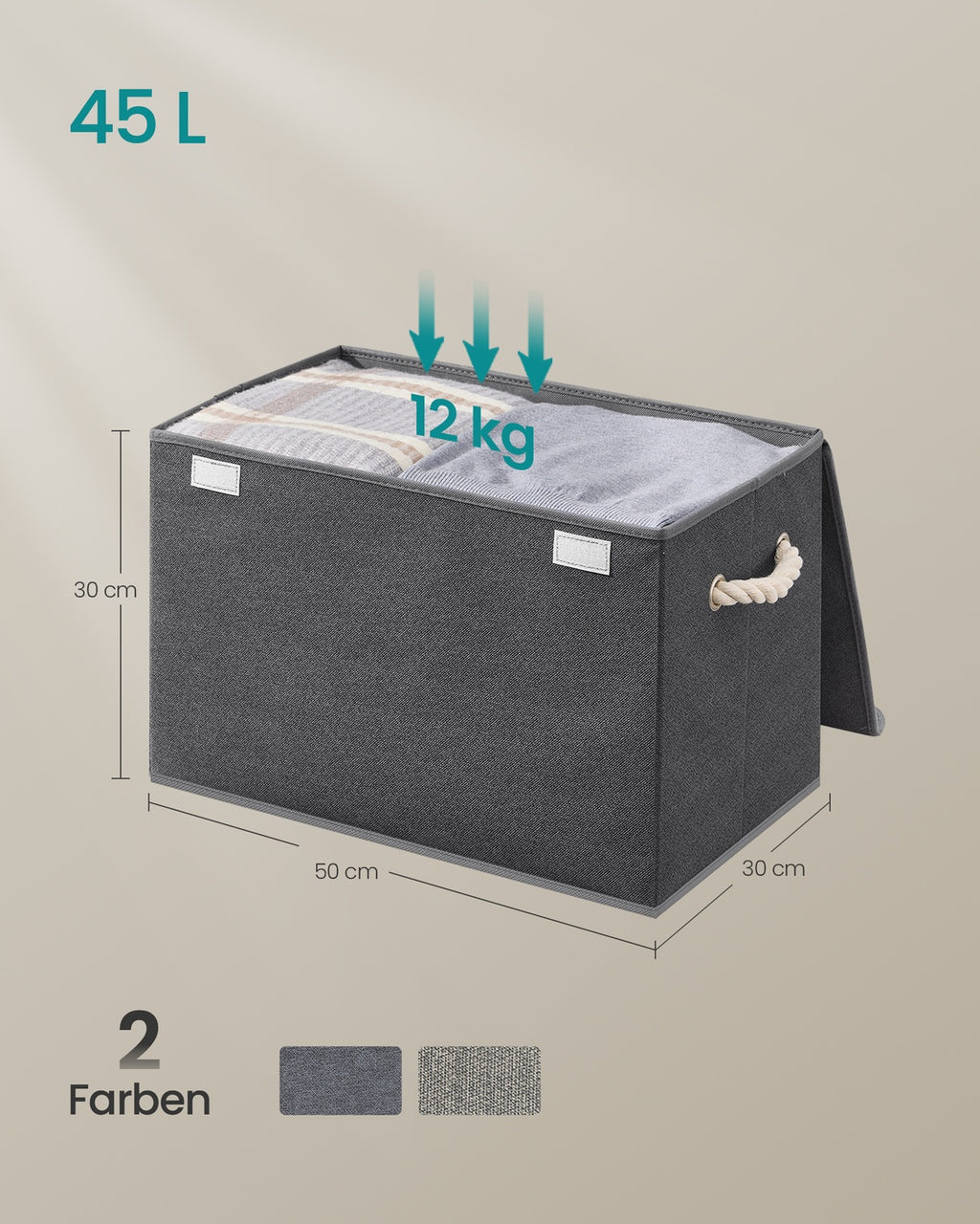 Aufbewahrungsbox mit Deckel 3er Set schiefergrau