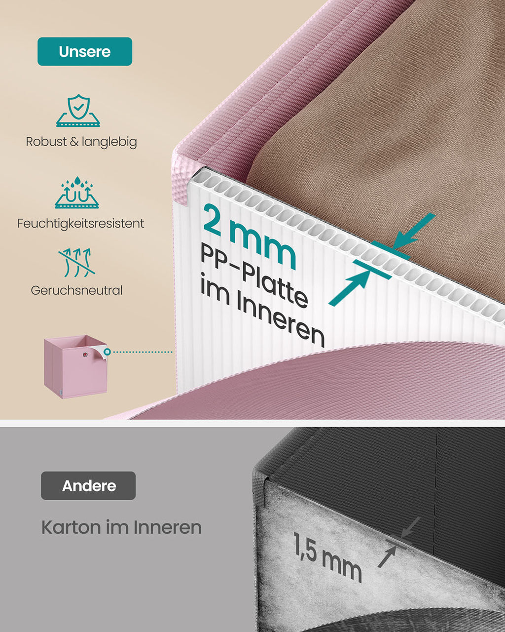 Aufbewahrungsbox 6er Set 26 x 26 x 28 cm für Würfelregal bunt