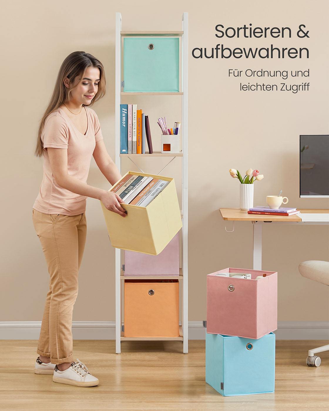 Aufbewahrungsbox 6er Set 26 x 26 x 28 cm für Würfelregal bunt