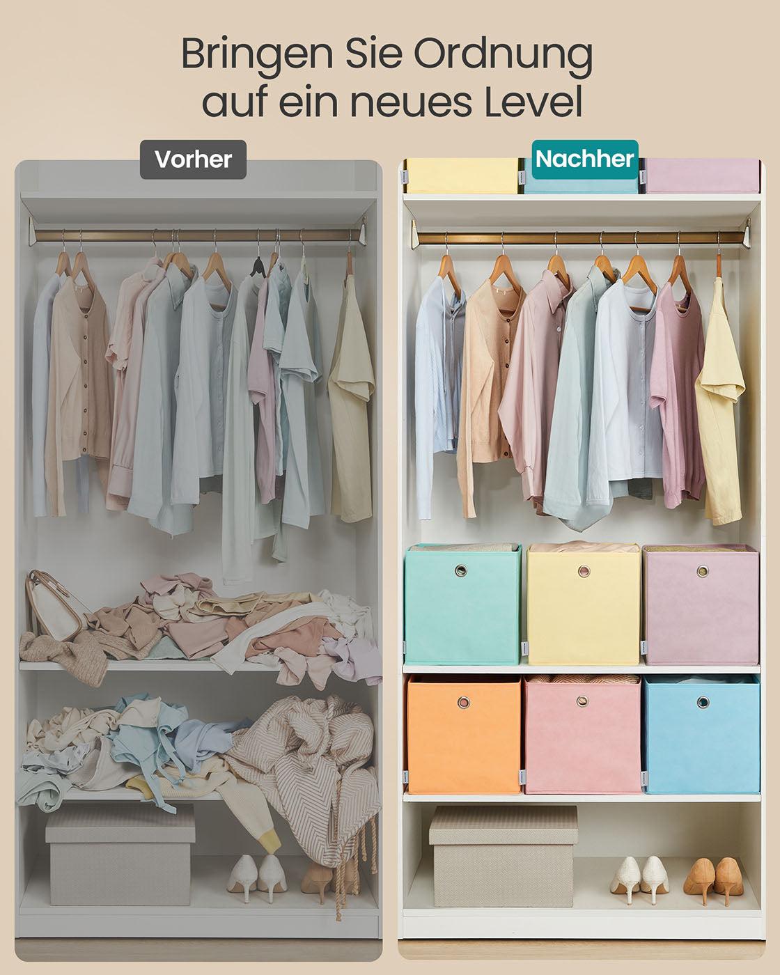 Aufbewahrungsbox 6er Set 30 x 30 x 30 cm für Würfelregal bunt