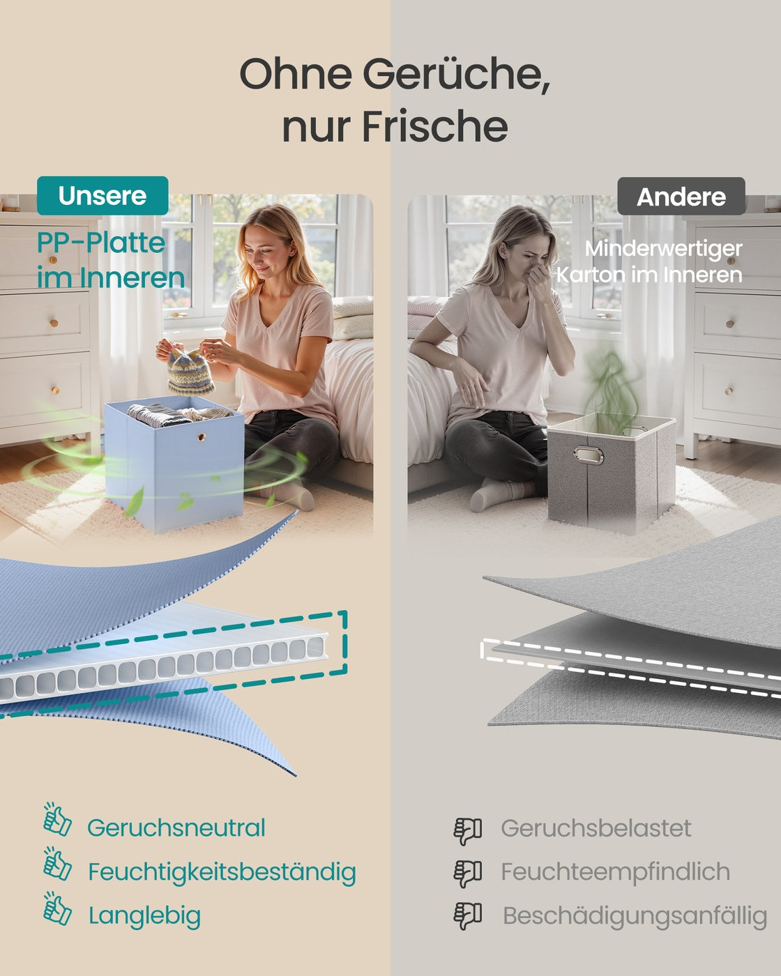 Aufbewahrungsbox, 6er Set für Würfelregal