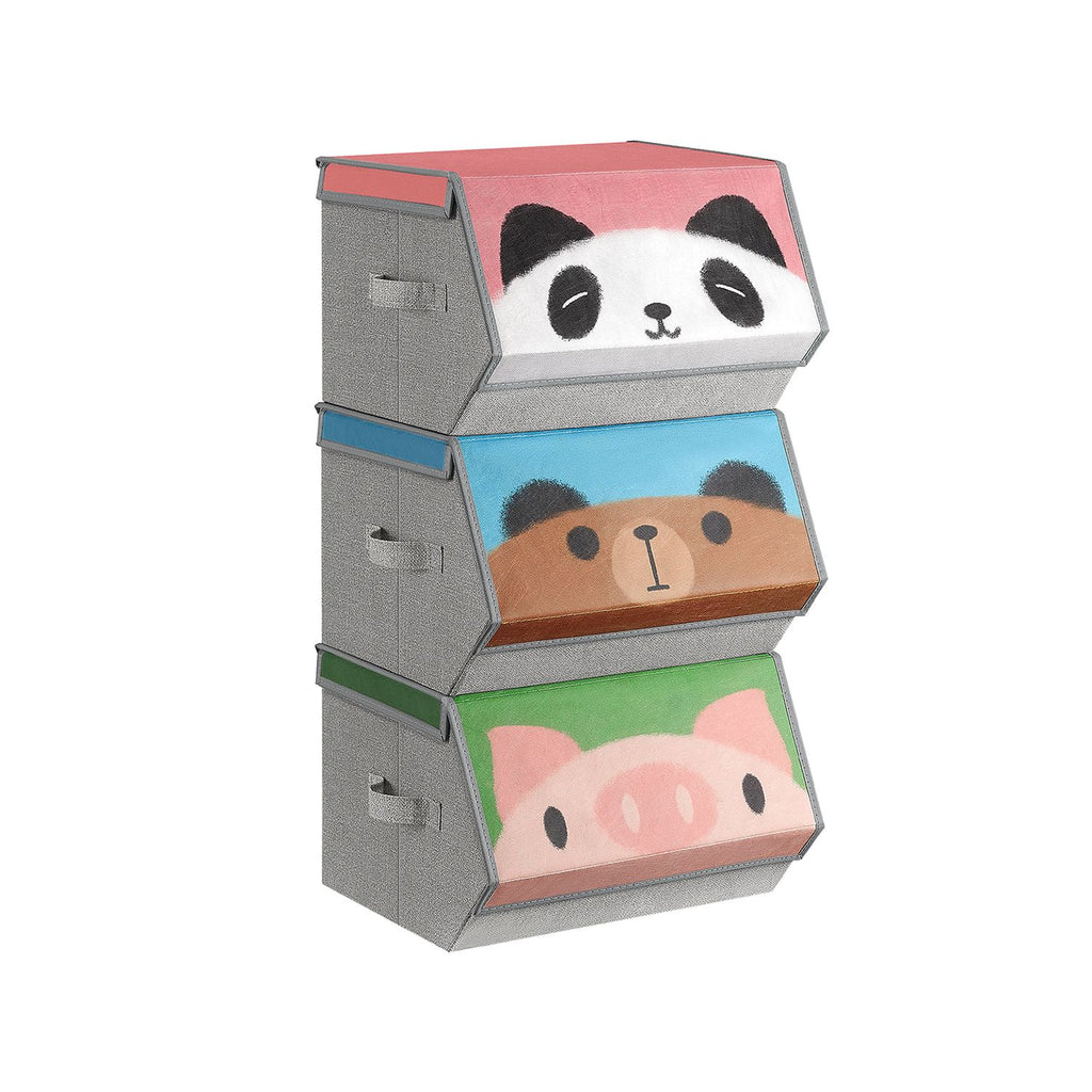 Aufbewahrungsboxen 3er Set Panda-, Bär-, Schwein- Motive
