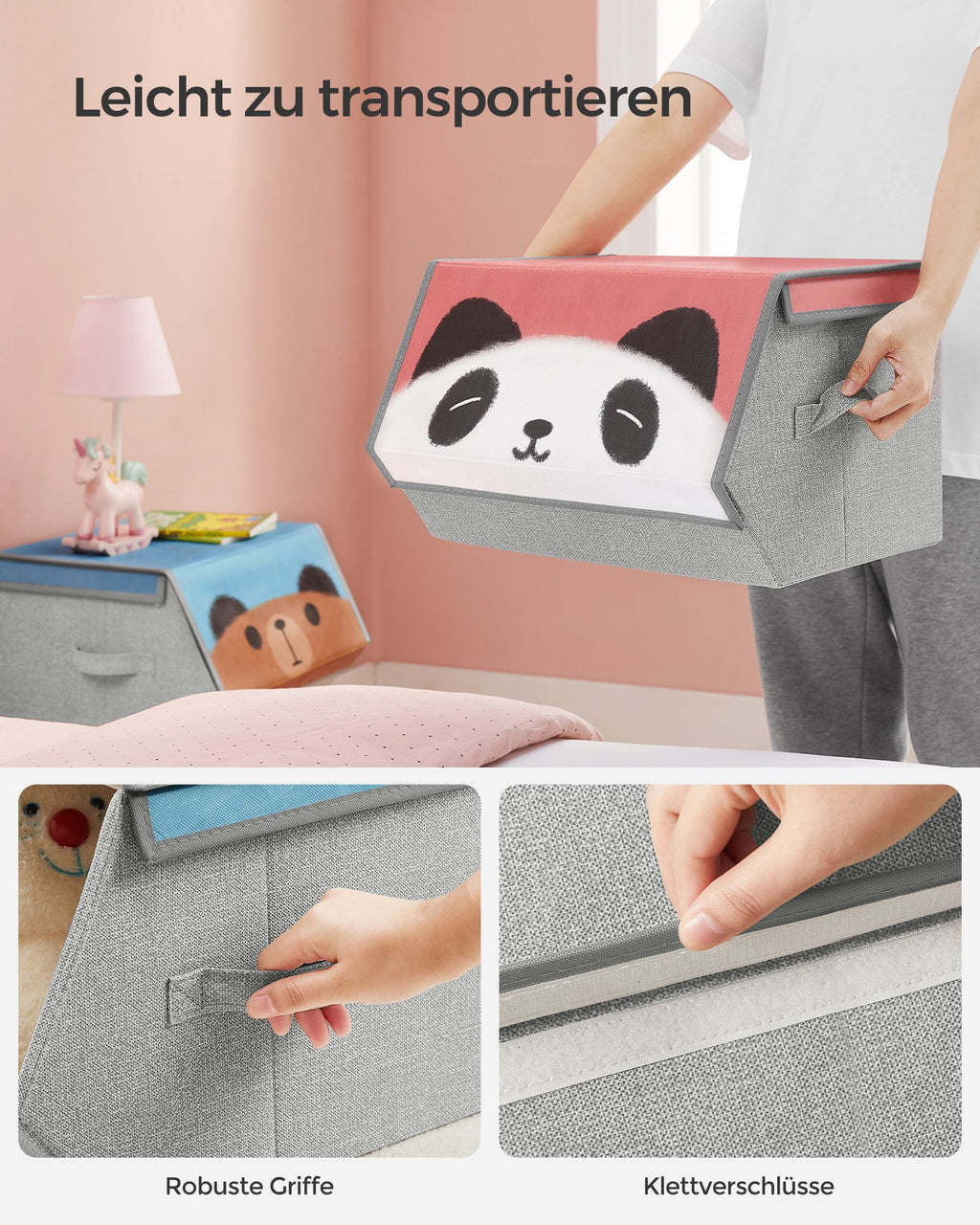 Aufbewahrungsboxen 3er Set Panda-, Bär-, Schwein- Motive
