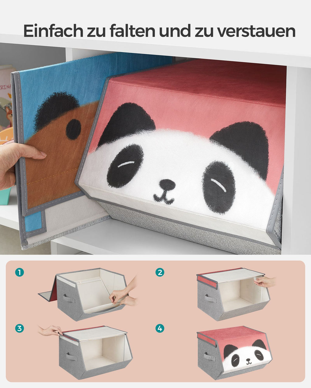 Aufbewahrungsboxen 3er Set Panda-, Bär-, Schwein- Motive