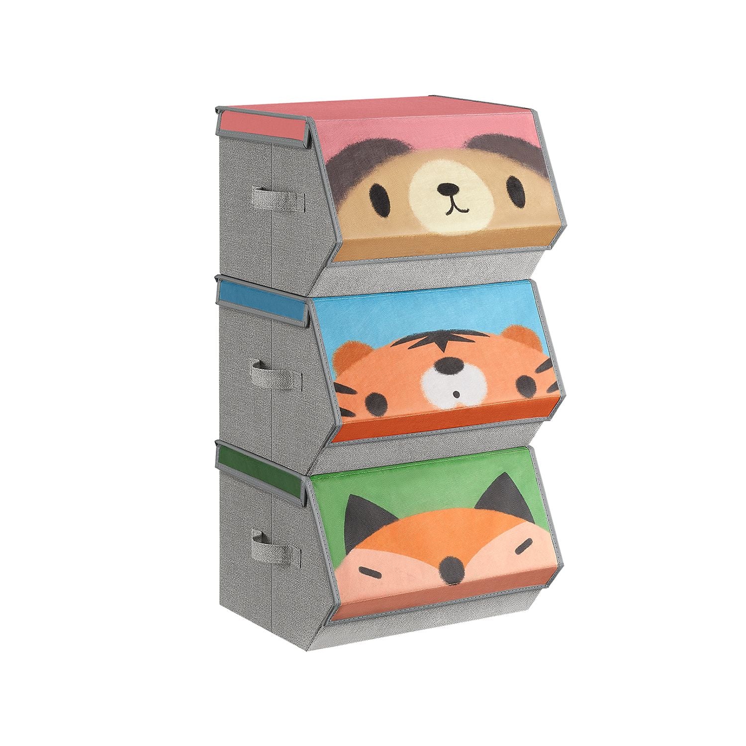 Aufbewahrungsboxen 3er Set Bär-, Tiger-, Fuchs-Motive