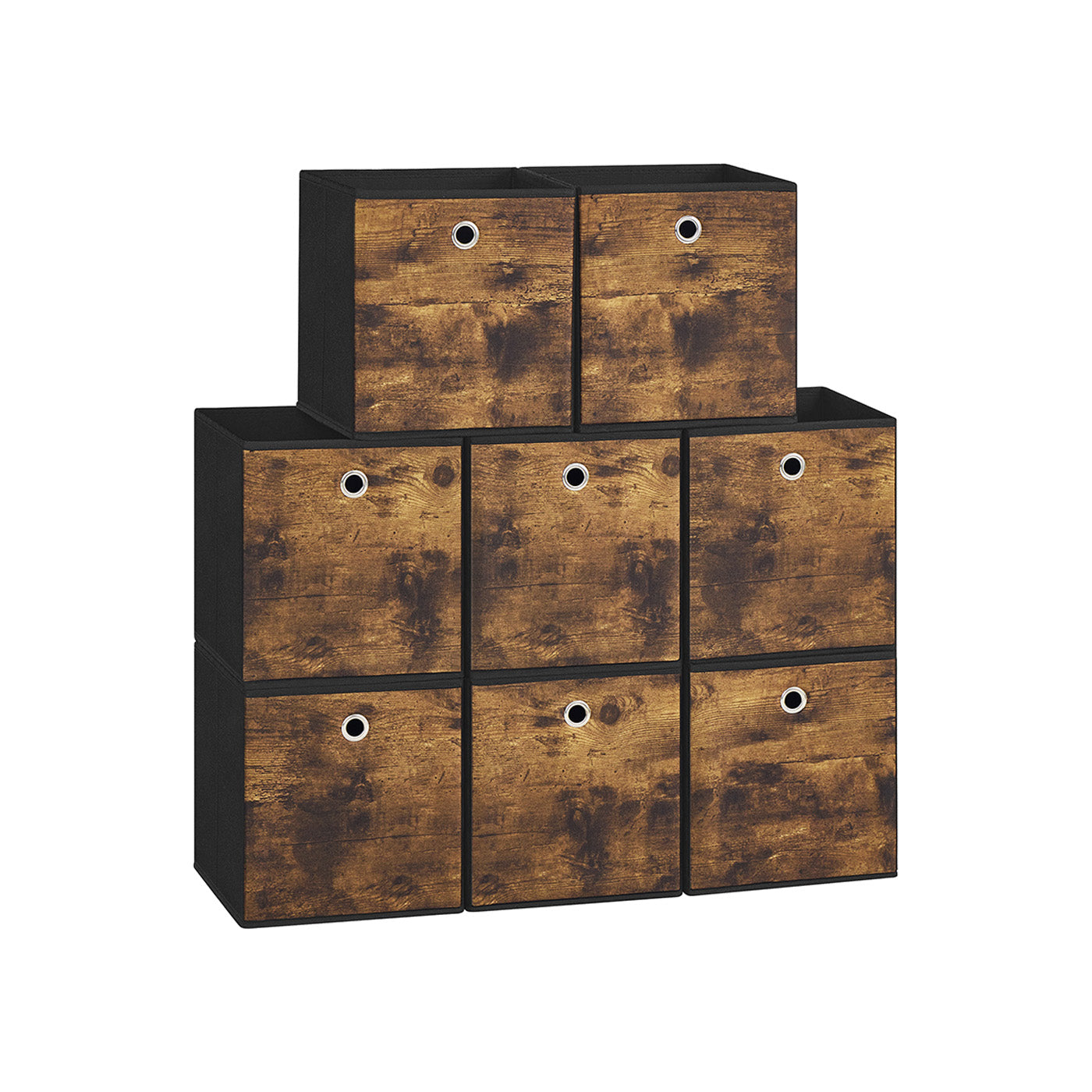 Aufbewahrungsbox 8er Set Stoffbox 26 x 26 x 28 cm vintagebraun-schwarz