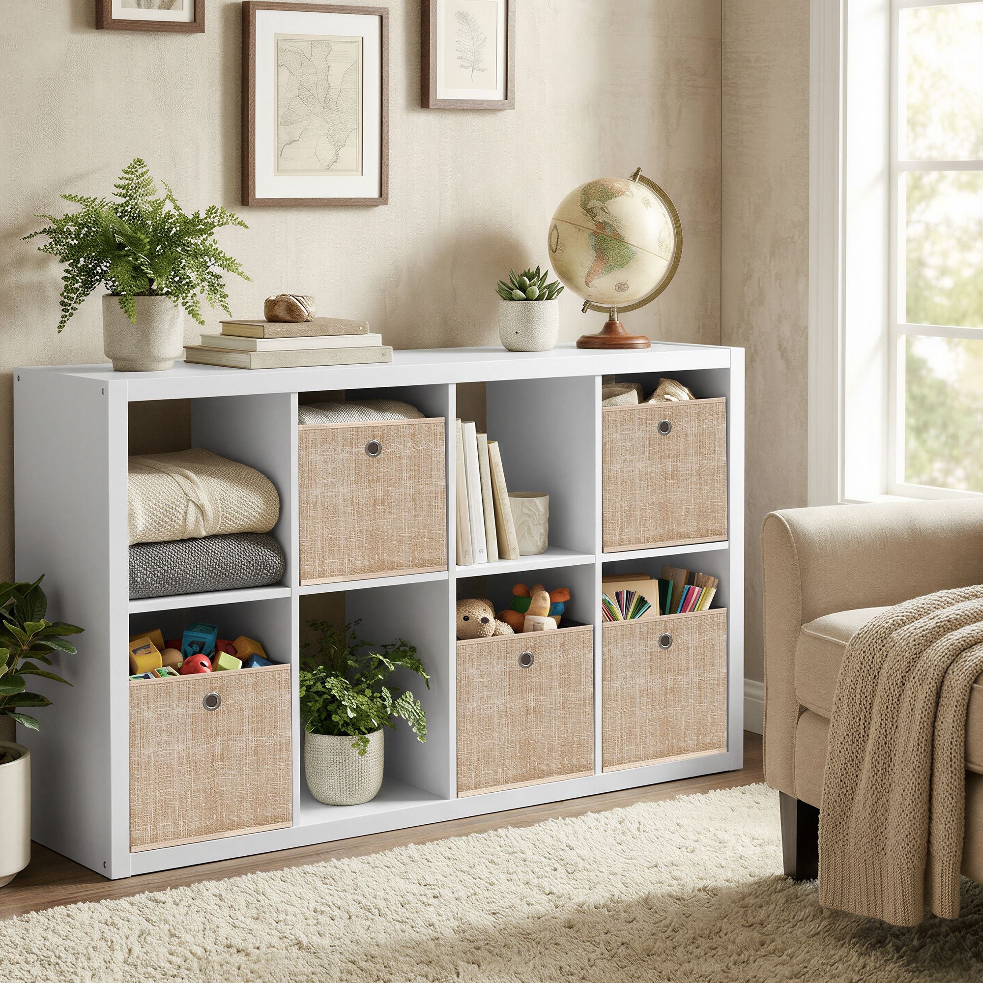 Aufbewahrungsbox, 6er Set, Ordnungsboxen aus Vliesstoff mit Griff
