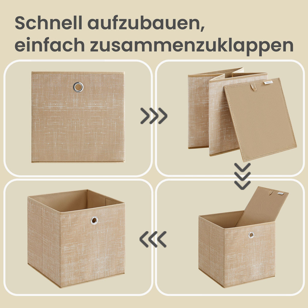 Aufbewahrungsbox, 6er Set, Ordnungsboxen aus Vliesstoff mit Griff
