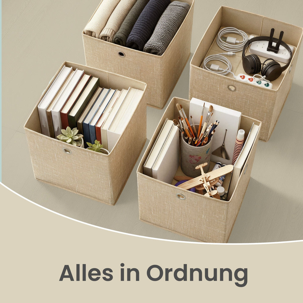 Aufbewahrungsbox, 6er Set, Ordnungsboxen aus Vliesstoff mit Griff