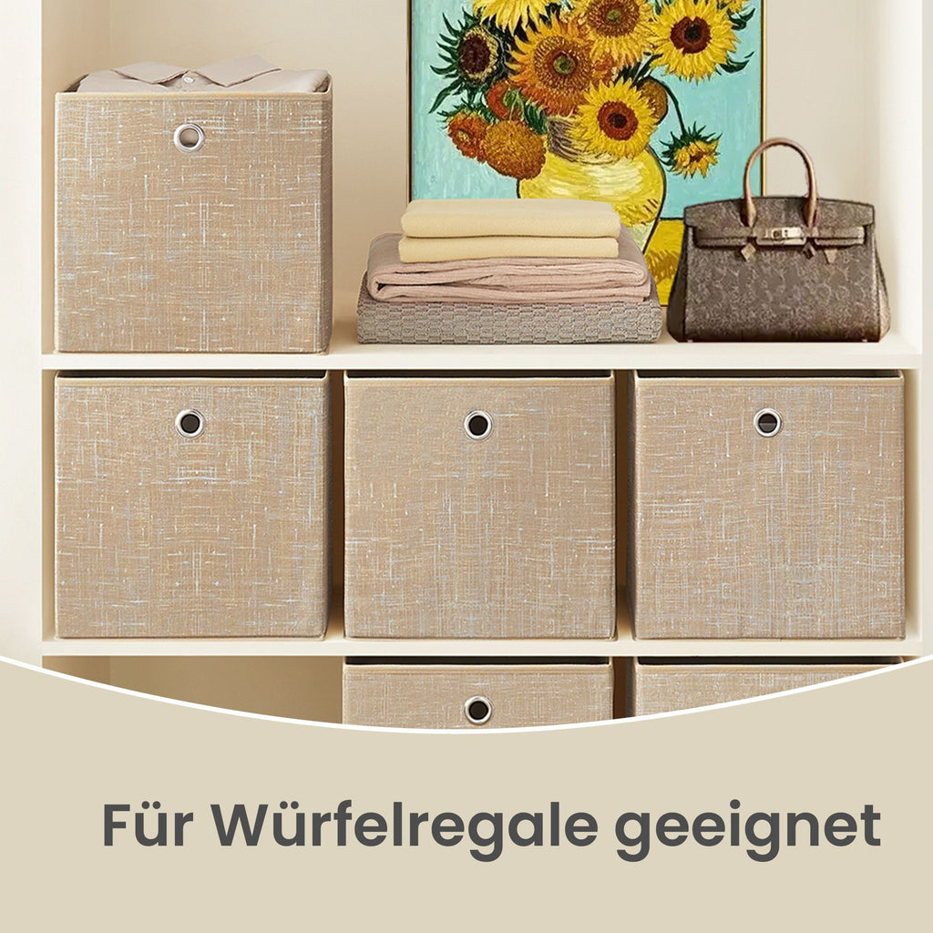 Aufbewahrungsbox, 6er Set, Ordnungsboxen aus Vliesstoff mit Griff