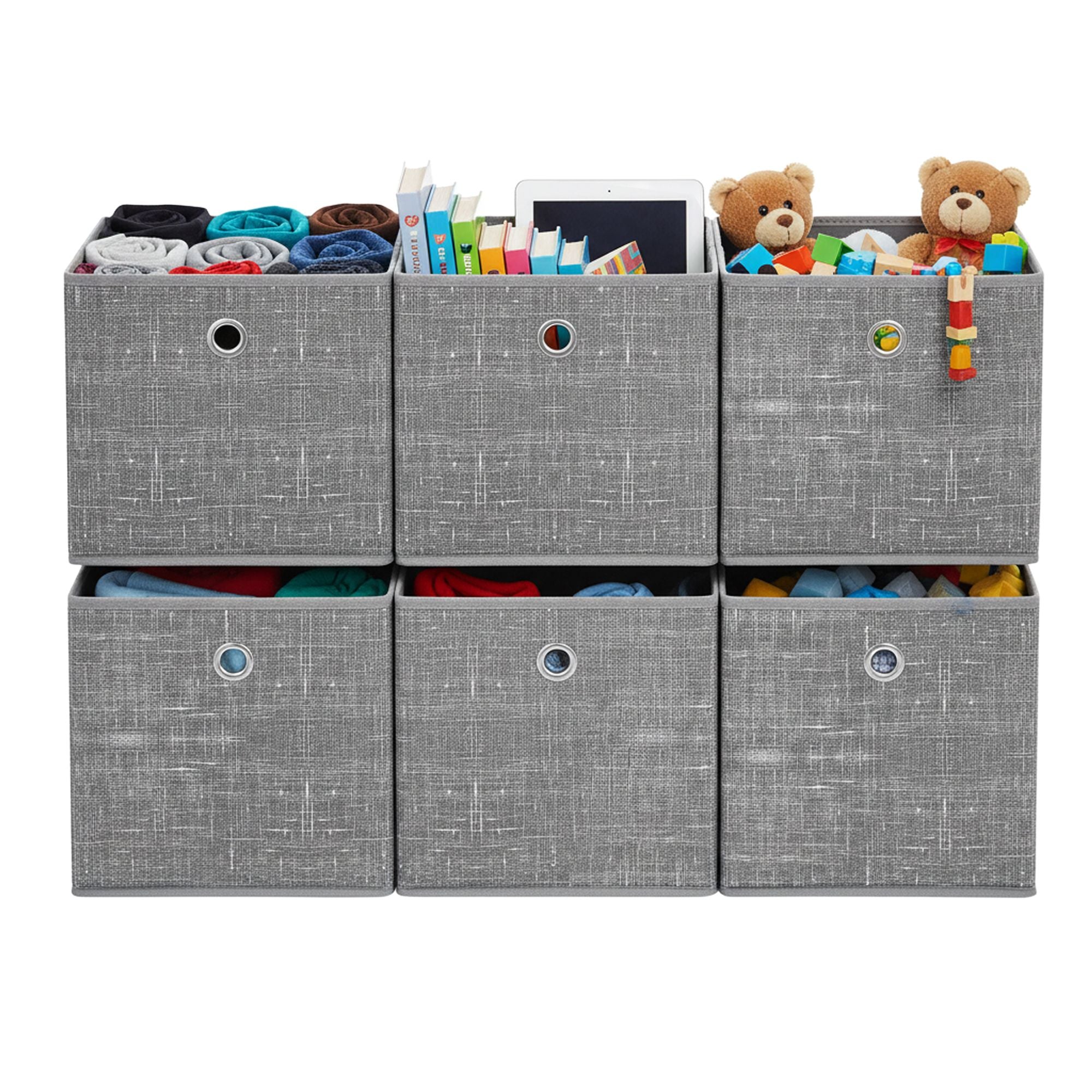 Ordnungsboxen, 6er Set, aus Vliesstoff mit Griff