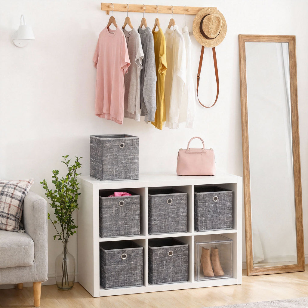 Ordnungsboxen, 6er Set, aus Vliesstoff mit Griff