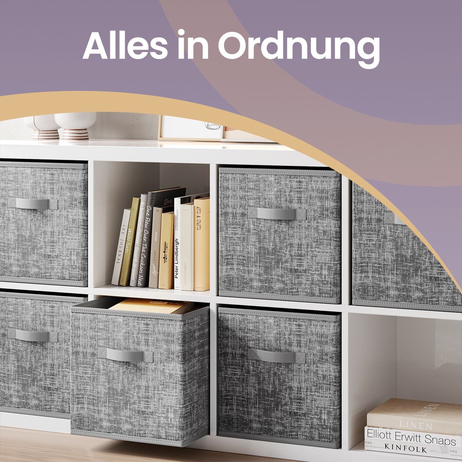 Ordnungsboxen, 6er Set, aus Vliesstoff mit Griff