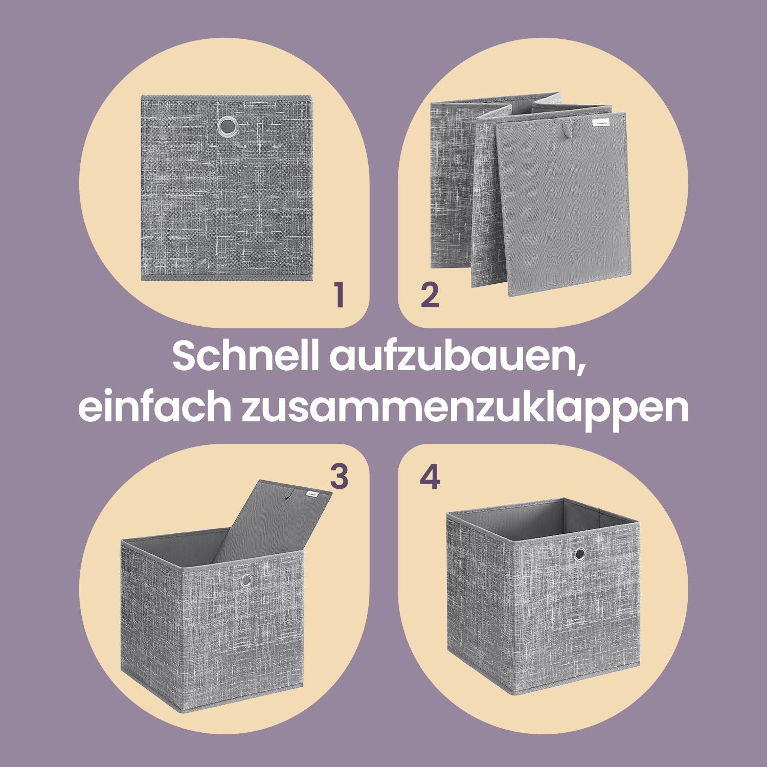 Ordnungsboxen, 6er Set, aus Vliesstoff mit Griff