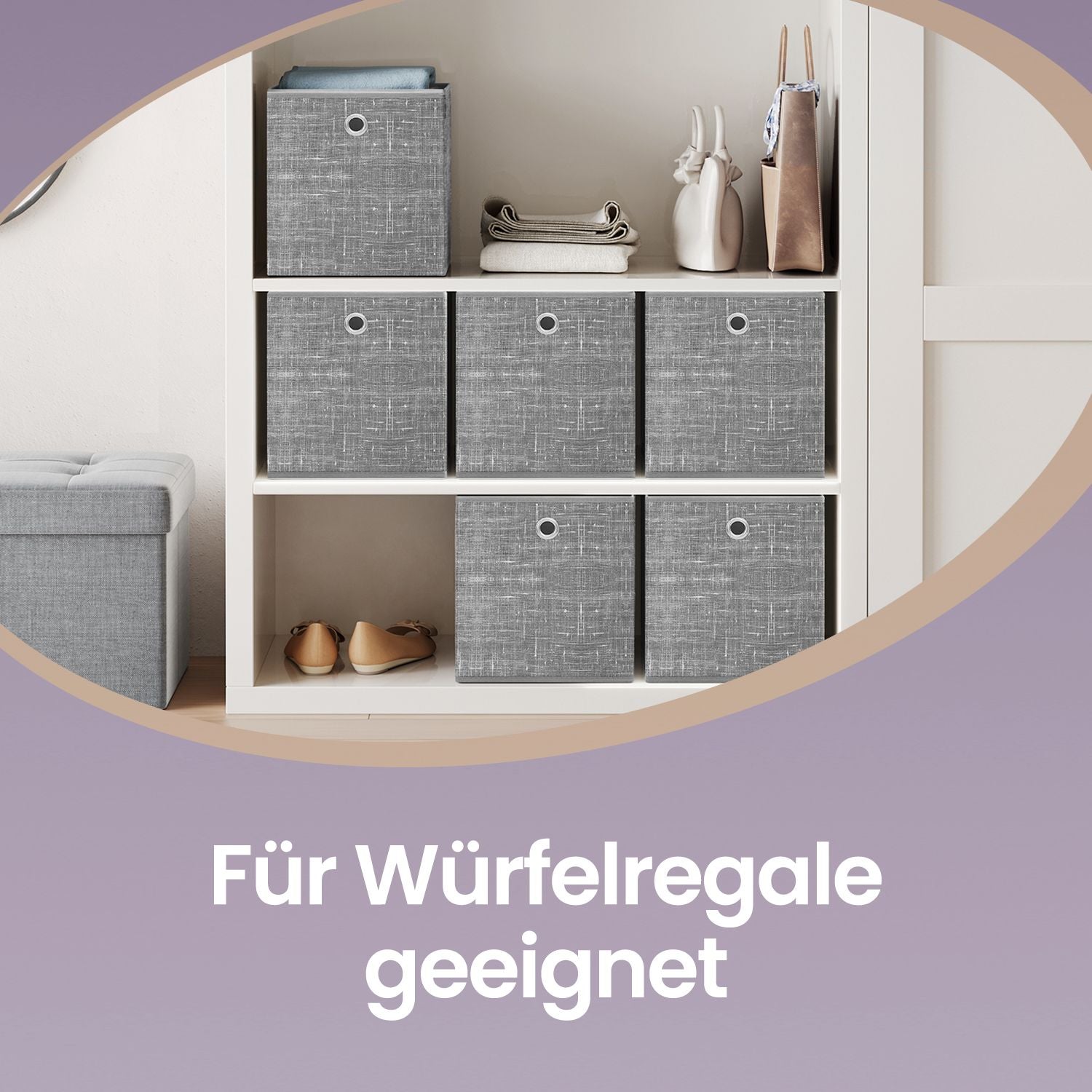 Ordnungsboxen, 6er Set, aus Vliesstoff mit Griff