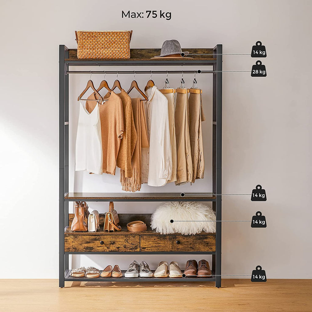 Kleiderschrank offen vintagebraun-schwarz