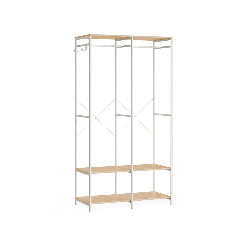 Kleiderschrank offen mit Kleiderstange naturbeige
