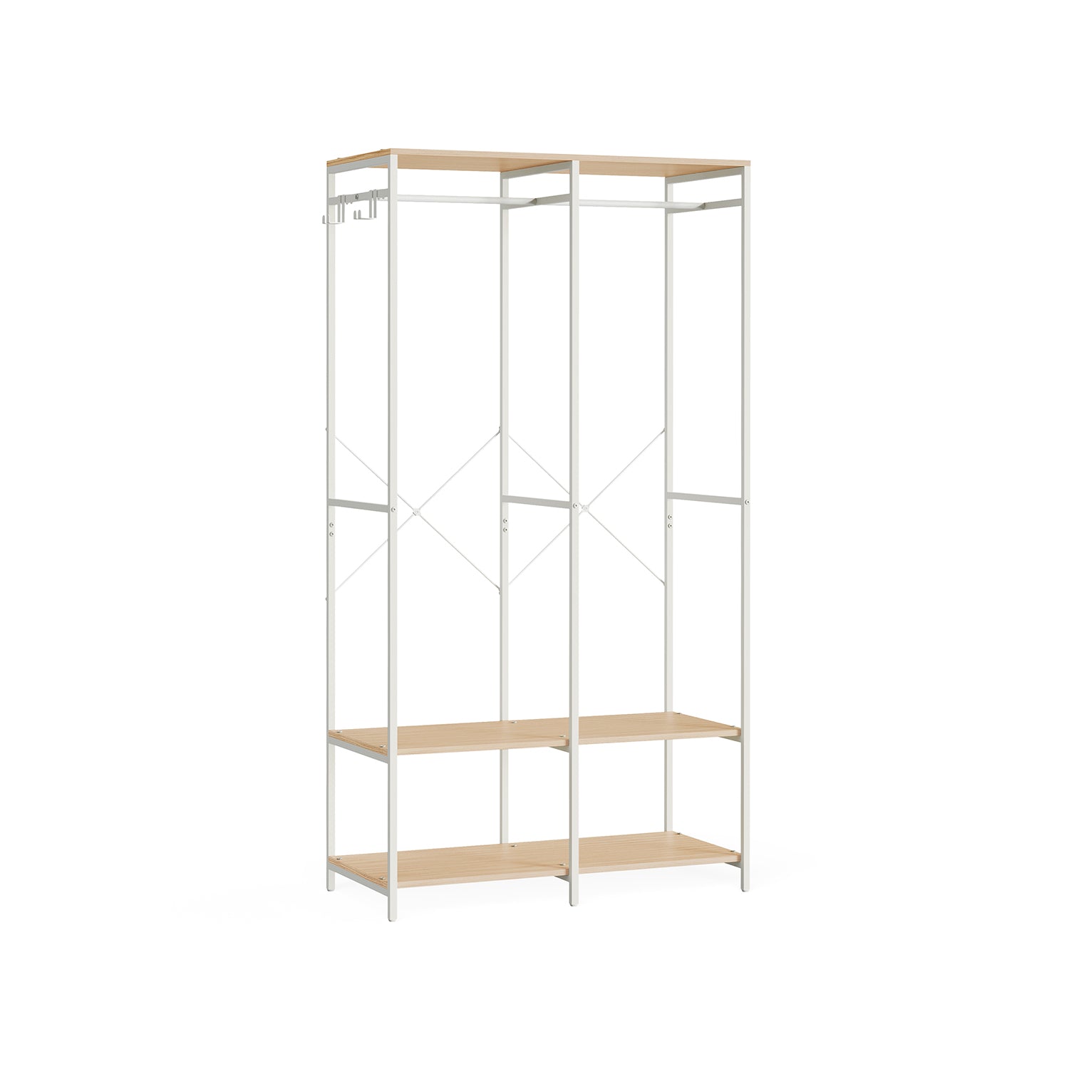 Kleiderschrank offen mit Kleiderstange naturbeige