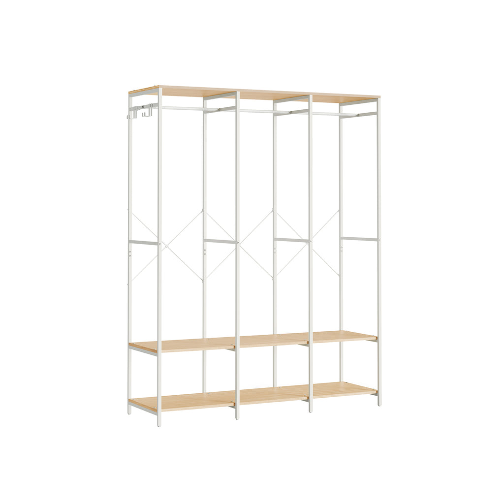 Kleiderschrank offen mit Kleiderstange naturbeige