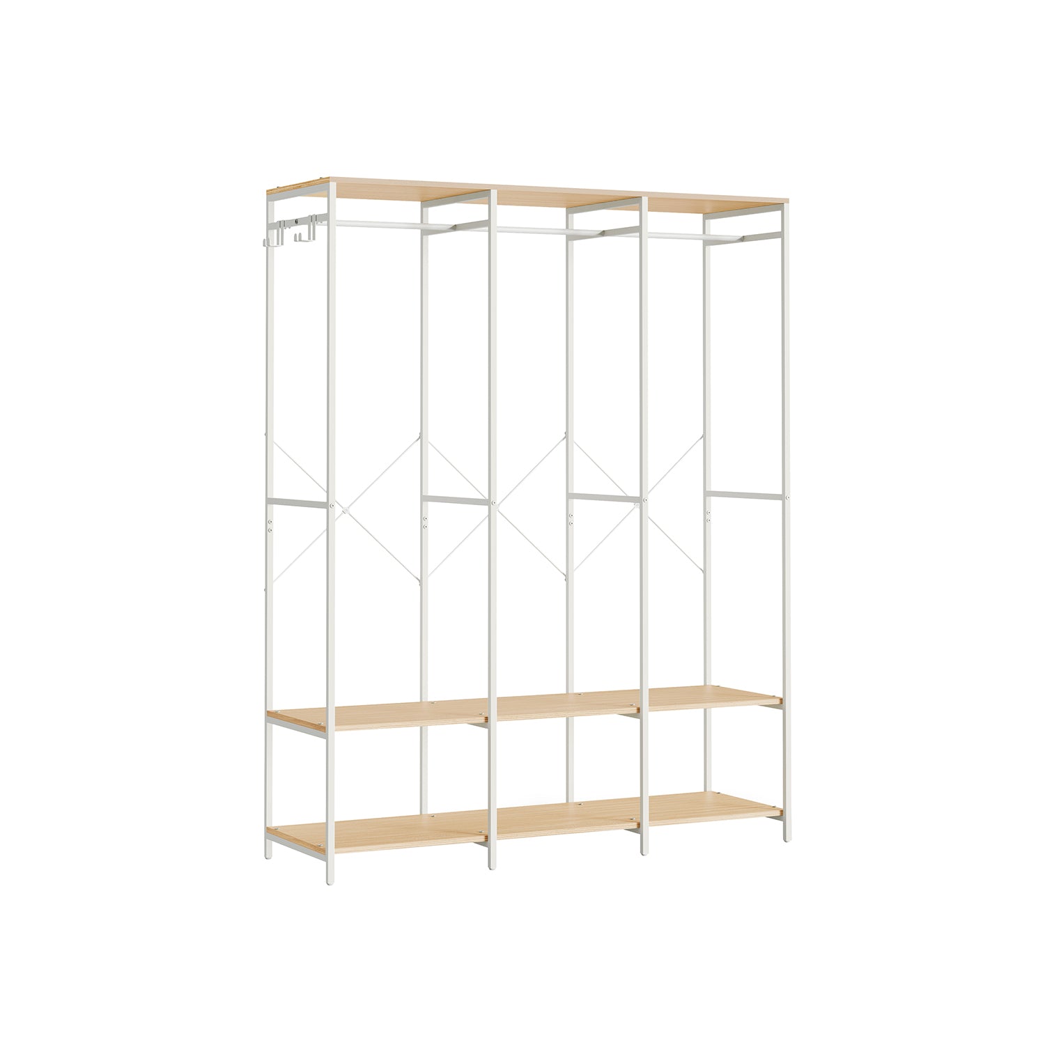 Kleiderschrank offen mit Kleiderstange naturbeige