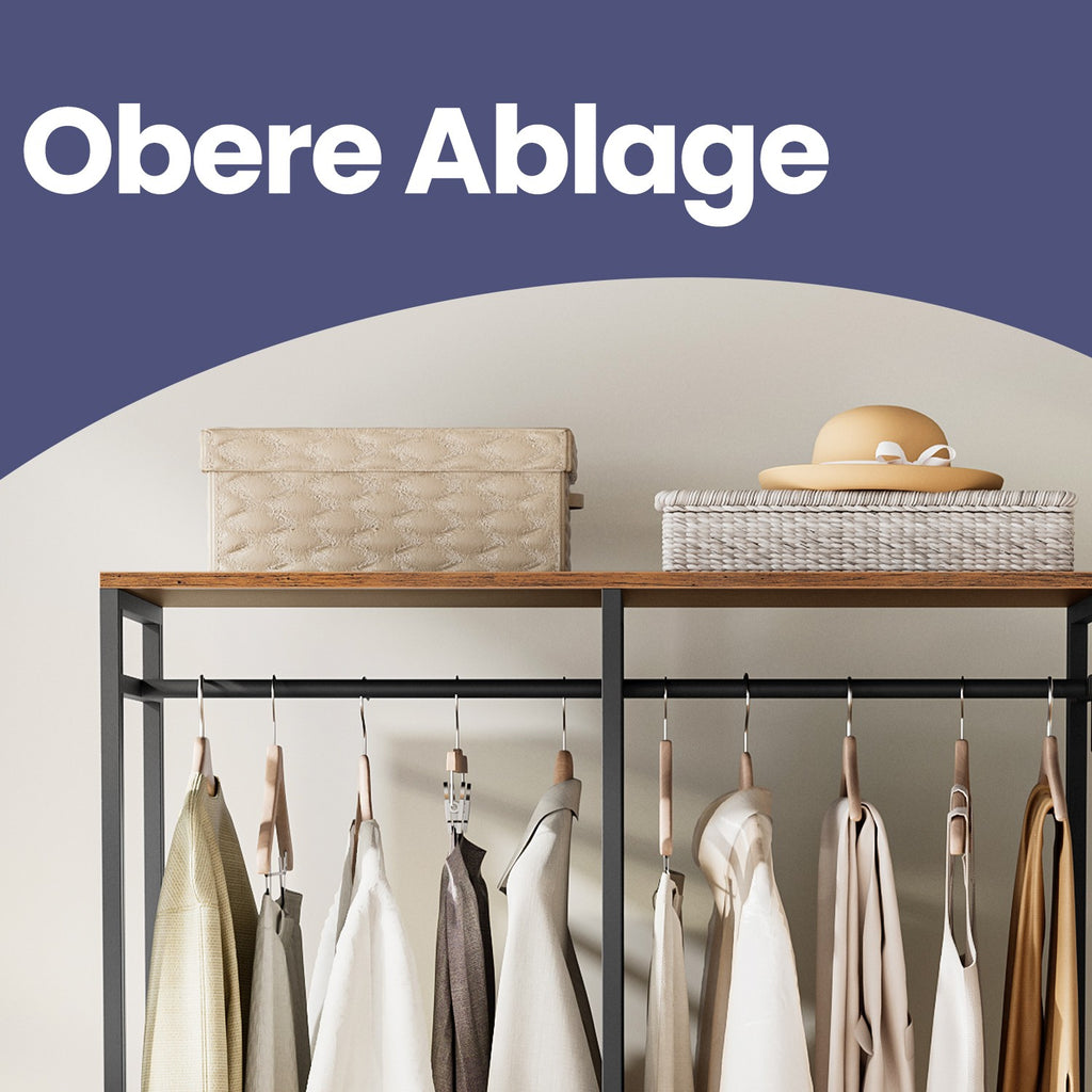 Kleiderschrank offen mit Kleiderstange vintagebraun