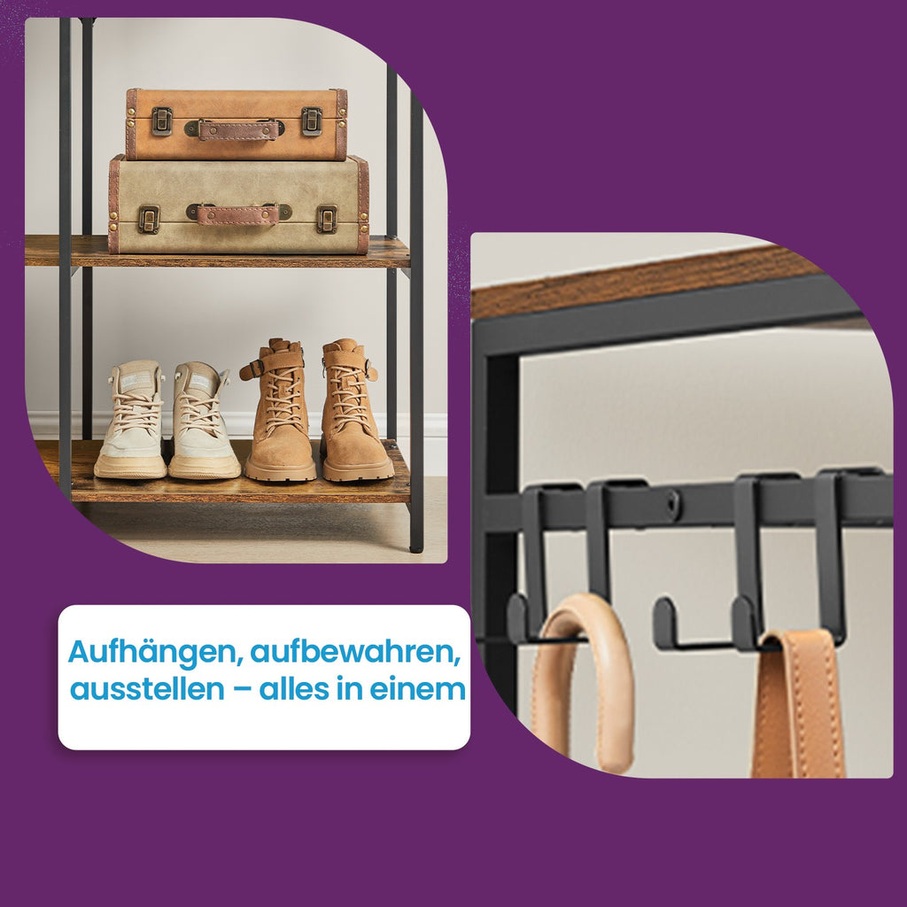 Kleiderschrank offen, Kleiderständer, Garderobe mit Kleiderstange