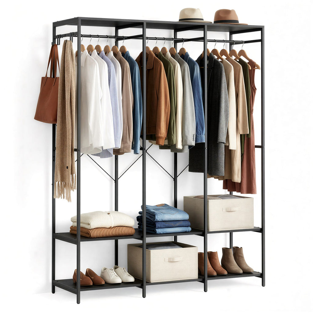 Kleiderständer, Garderobe mit Kleiderstange, Ablagen