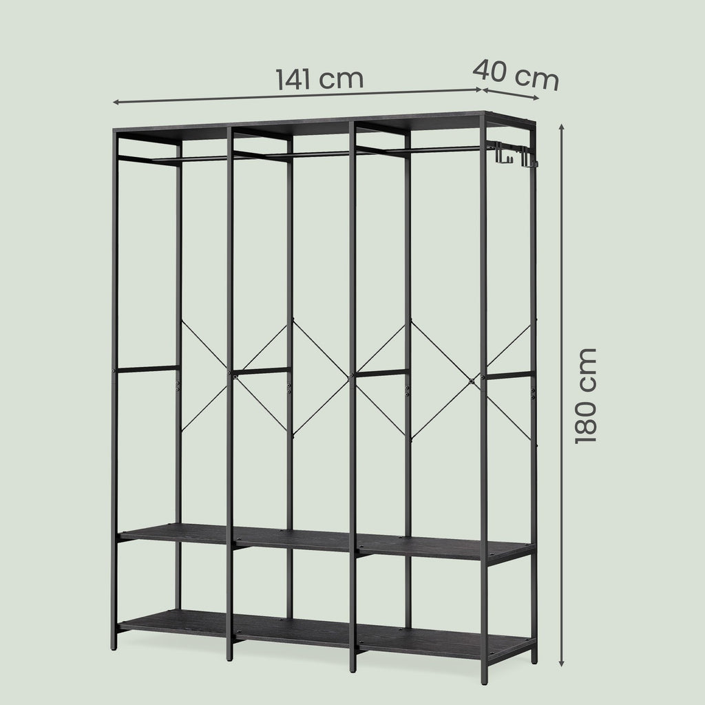 Kleiderständer, Garderobe mit Kleiderstange, Ablagen