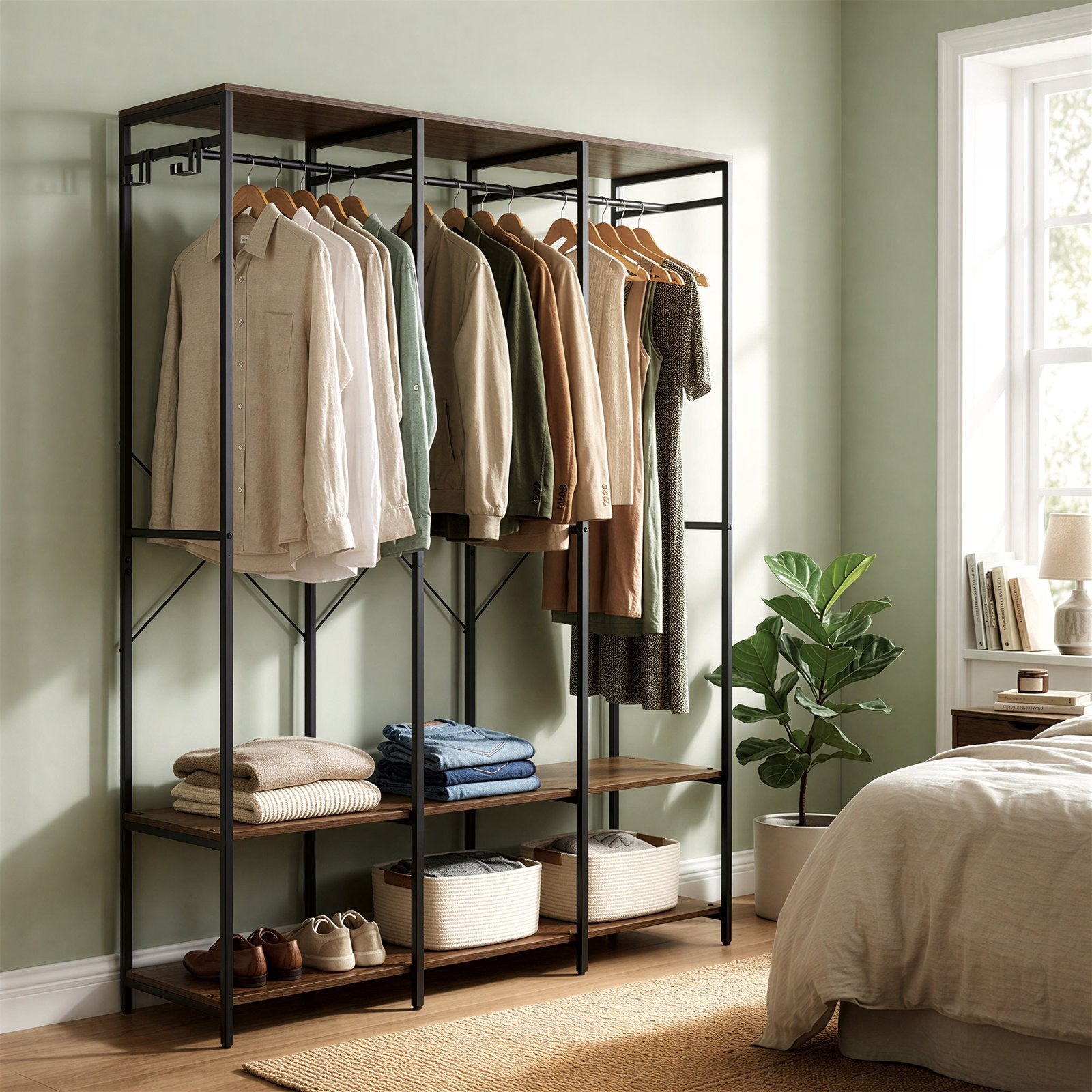 Kleiderständer, Garderobe mit Kleiderstange, Ablagen