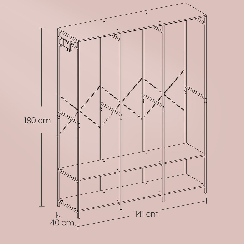 Kleiderschrank offen mit Kleiderstange naturbeige