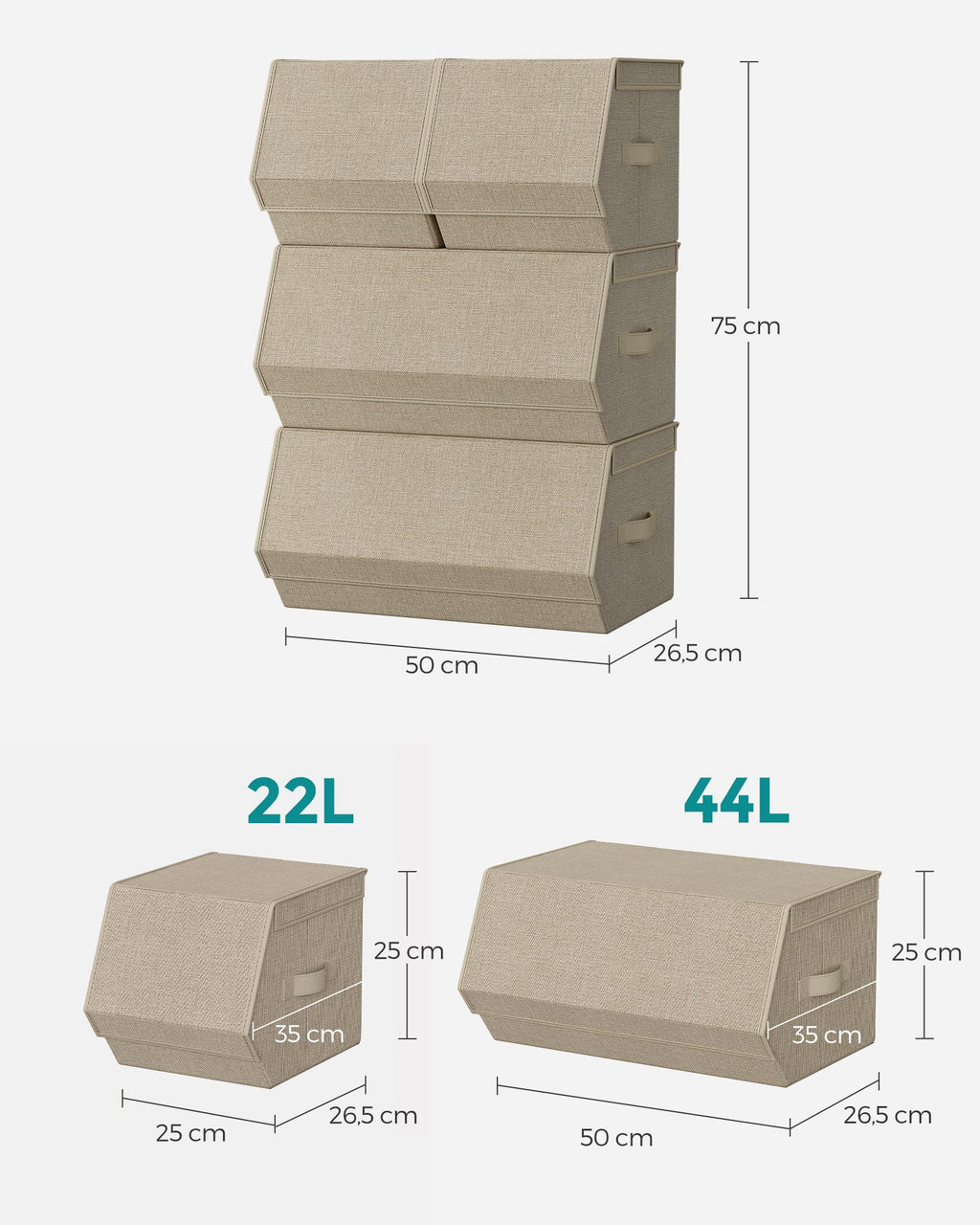Aufbewahrungsbox mit Deckel und Magnetverschluss sandbeige
