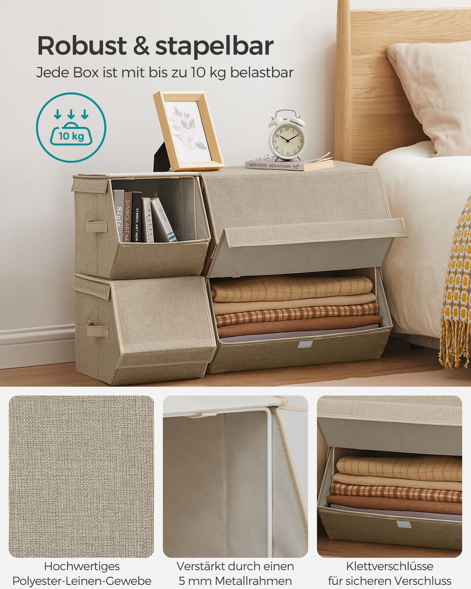 Aufbewahrungsbox mit Deckel und Magnetverschluss sandbeige