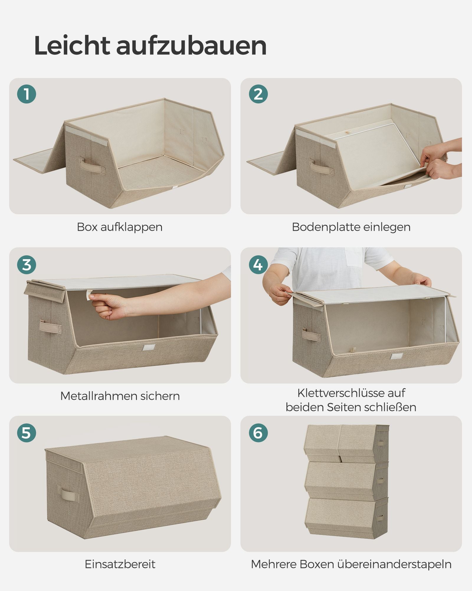 Aufbewahrungsbox mit Deckel und Magnetverschluss sandbeige