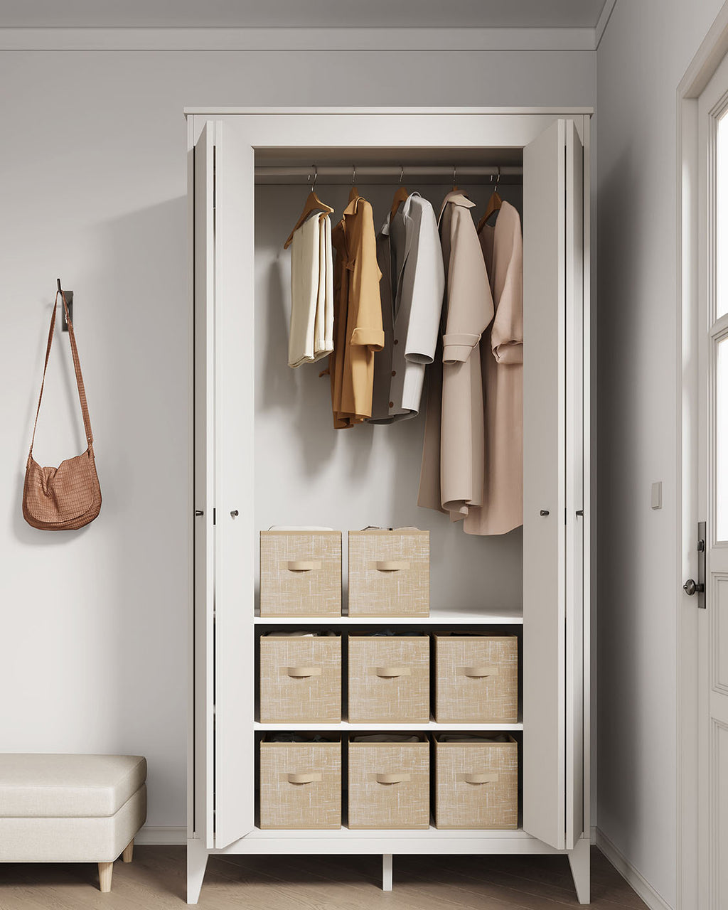 Aufbewahrungsboxen Set mit 8 28 cm großen Vliesstoffbehältern sandbeige
