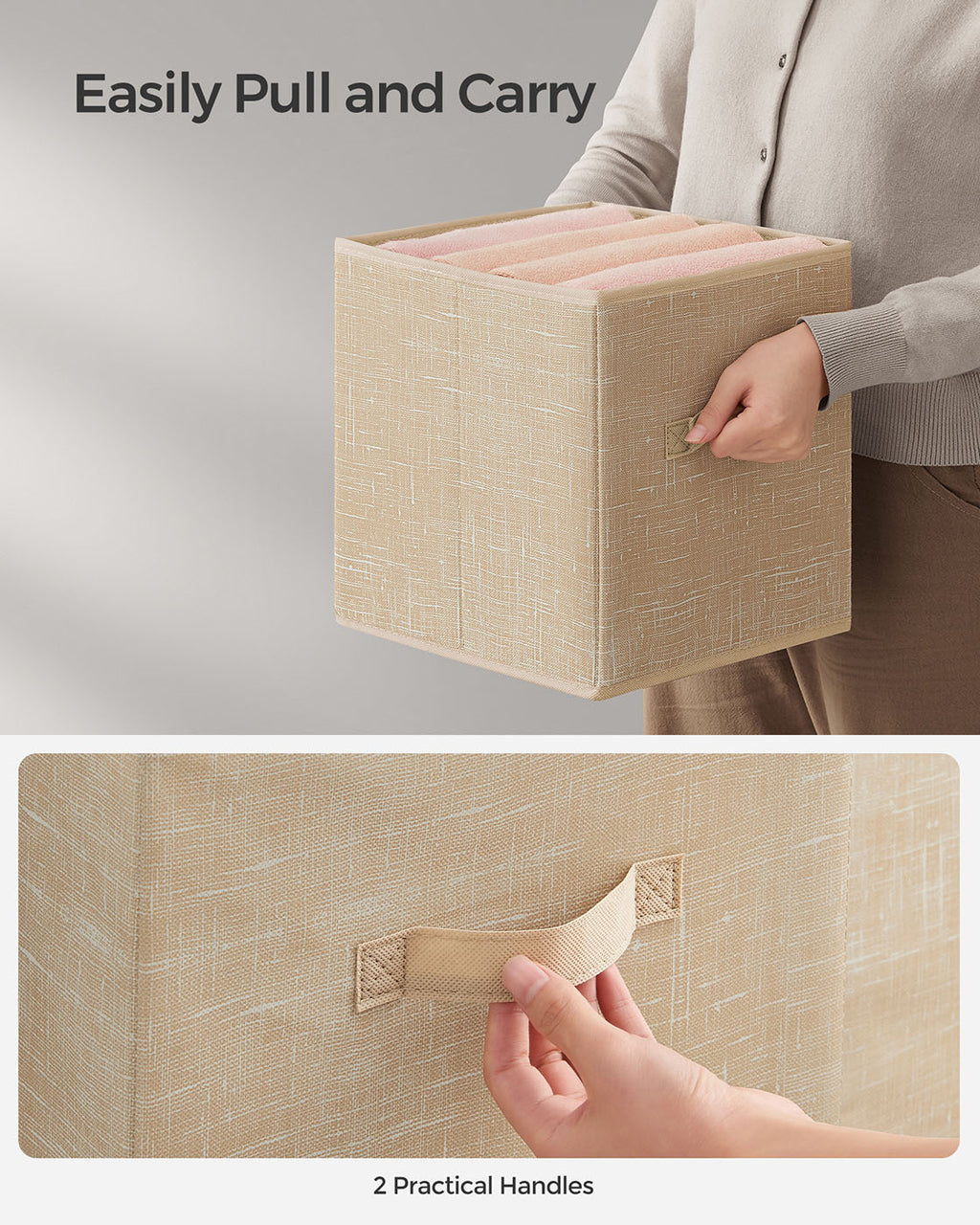 Aufbewahrungsboxen Set mit 8 28 cm großen Vliesstoffbehältern sandbeige