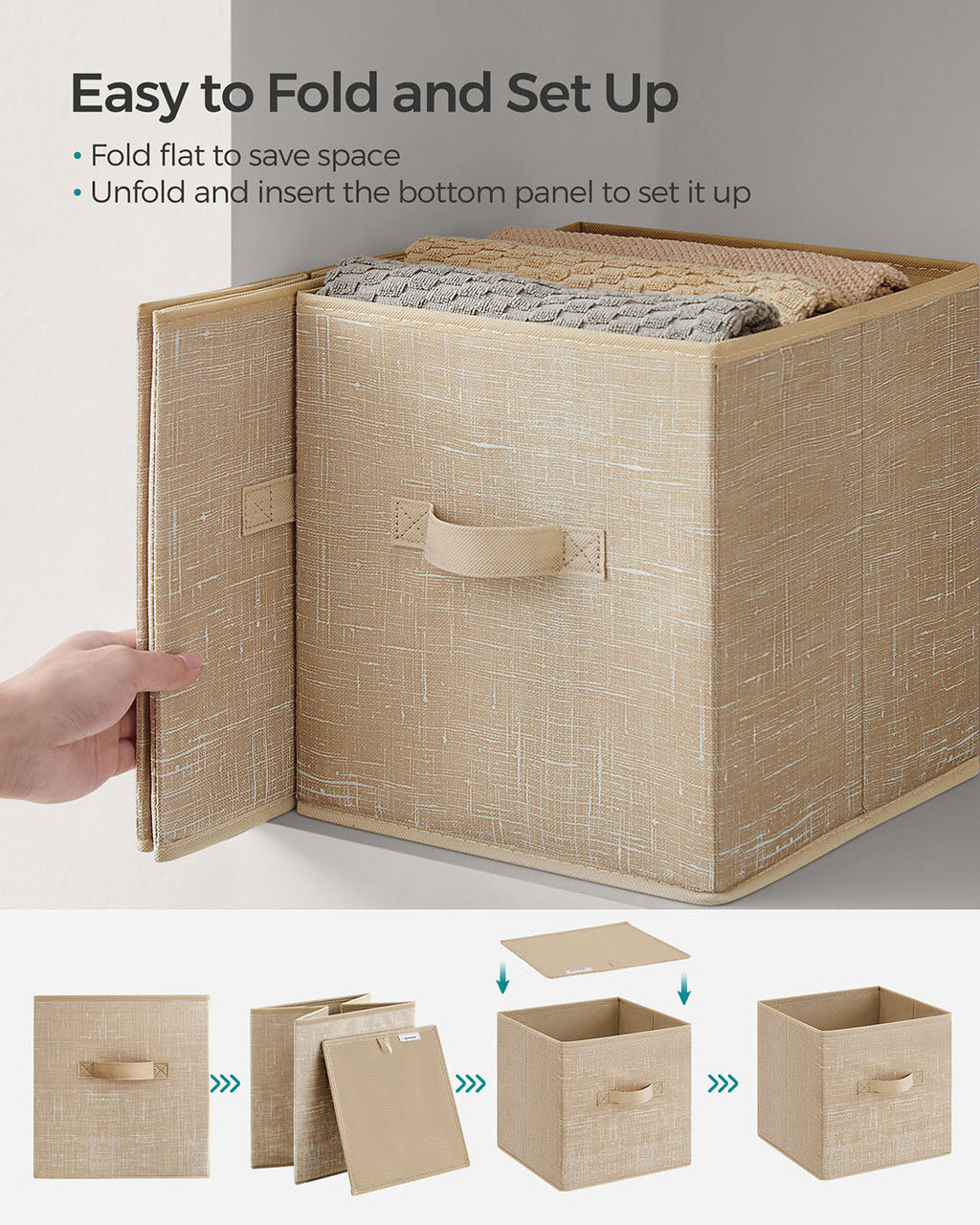 Aufbewahrungsboxen Set mit 8 28 cm großen Vliesstoffbehältern sandbeige