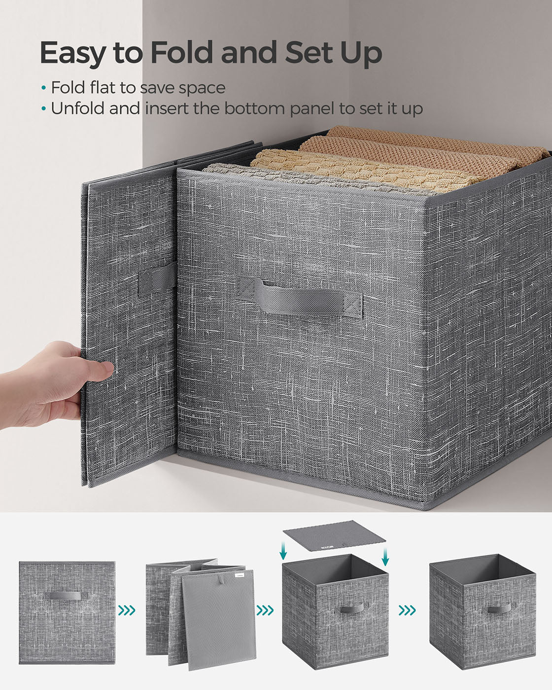 Aufbewahrungsbox 8er Set aus Vliesstoff 30 x 30 x 30 cm