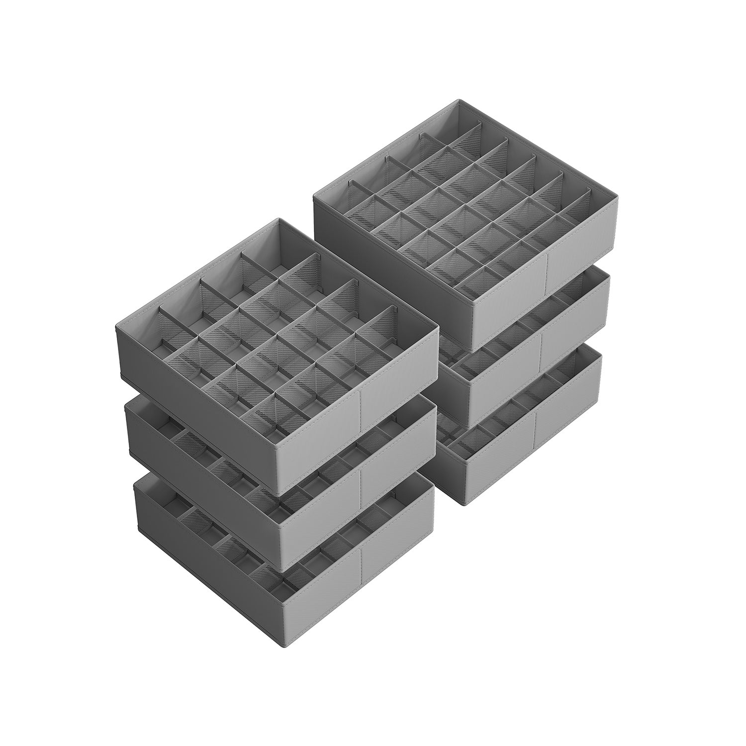 Unterwäsche-Organizer 6er Set mit 120 Fächern taubengrau