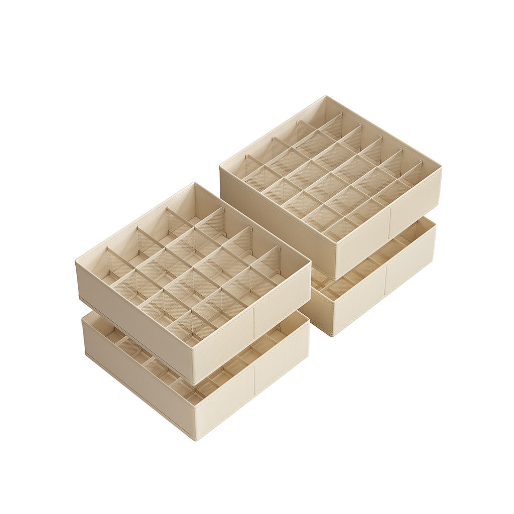 Unterwäsche-Organizer 4er Set mit 80 Fächern sandbeige