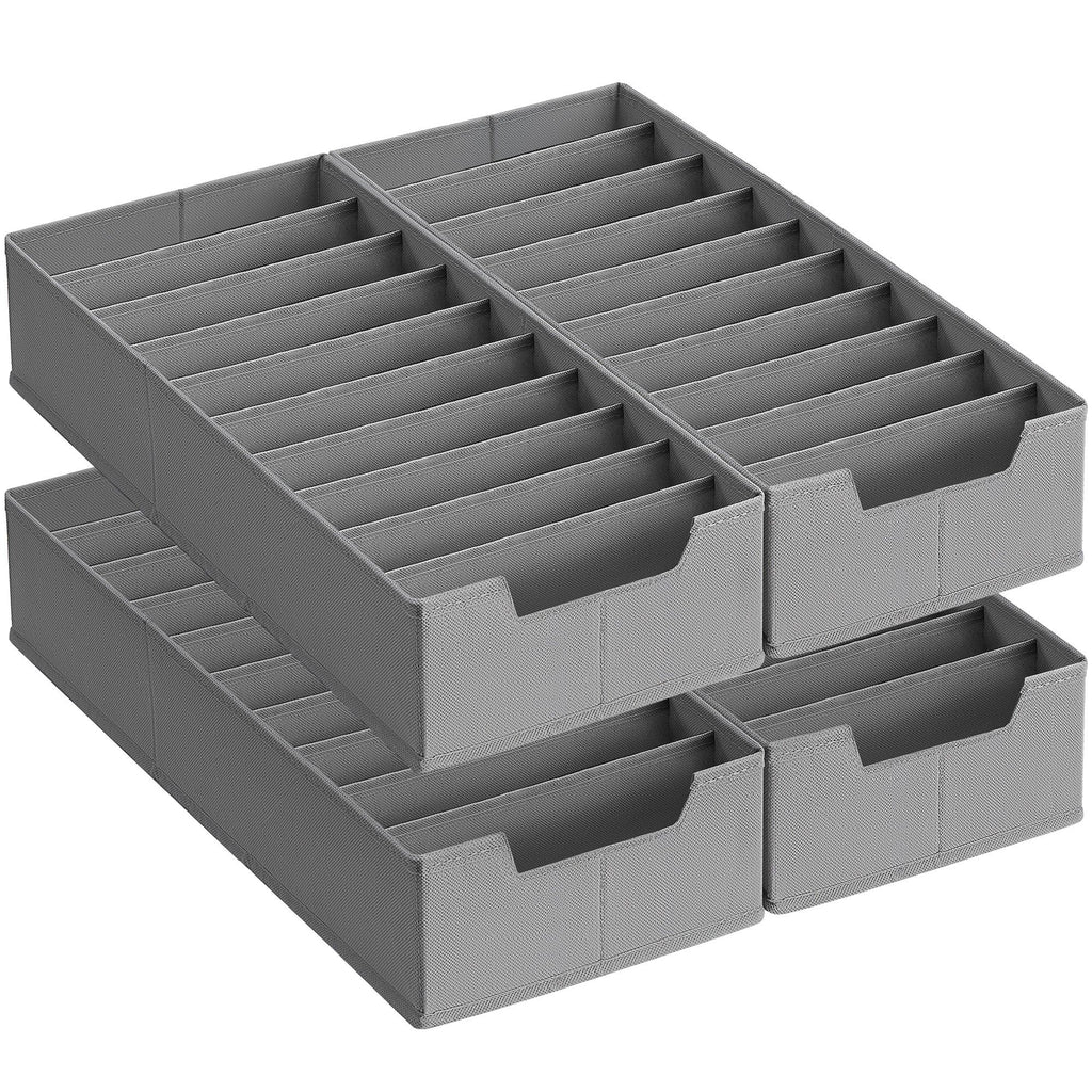 SONGMICS Unterwäsche-Organizer 4er Set, Schubladen-Organizer für IKEA PAX Kleiderschrank, mit Trennwänden, Kleiderschrank-Organizer faltbar, 50 x 22 x 10 cm für Socken, taubengrau