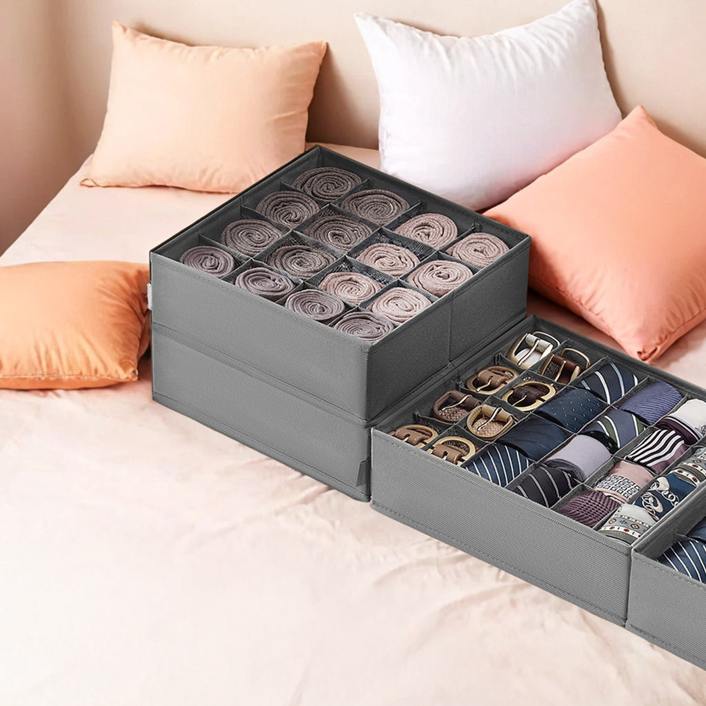 Unterwäsche-Organizer 6er Set mit 120 Fächern taubengrau