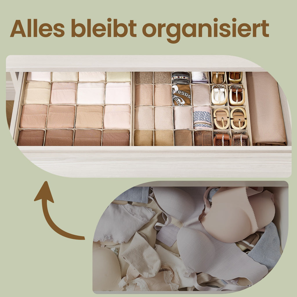 Unterwäsche-Organizer 4er Set mit 80 Fächern sandbeige