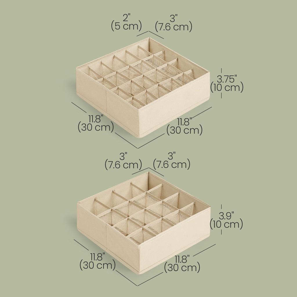 Unterwäsche-Organizer 4er Set mit 80 Fächern sandbeige