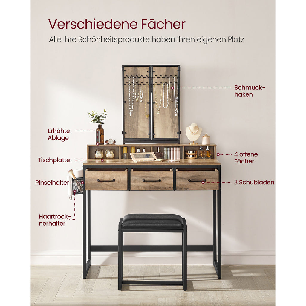 Schminktisch mit Hocker und Spiegel