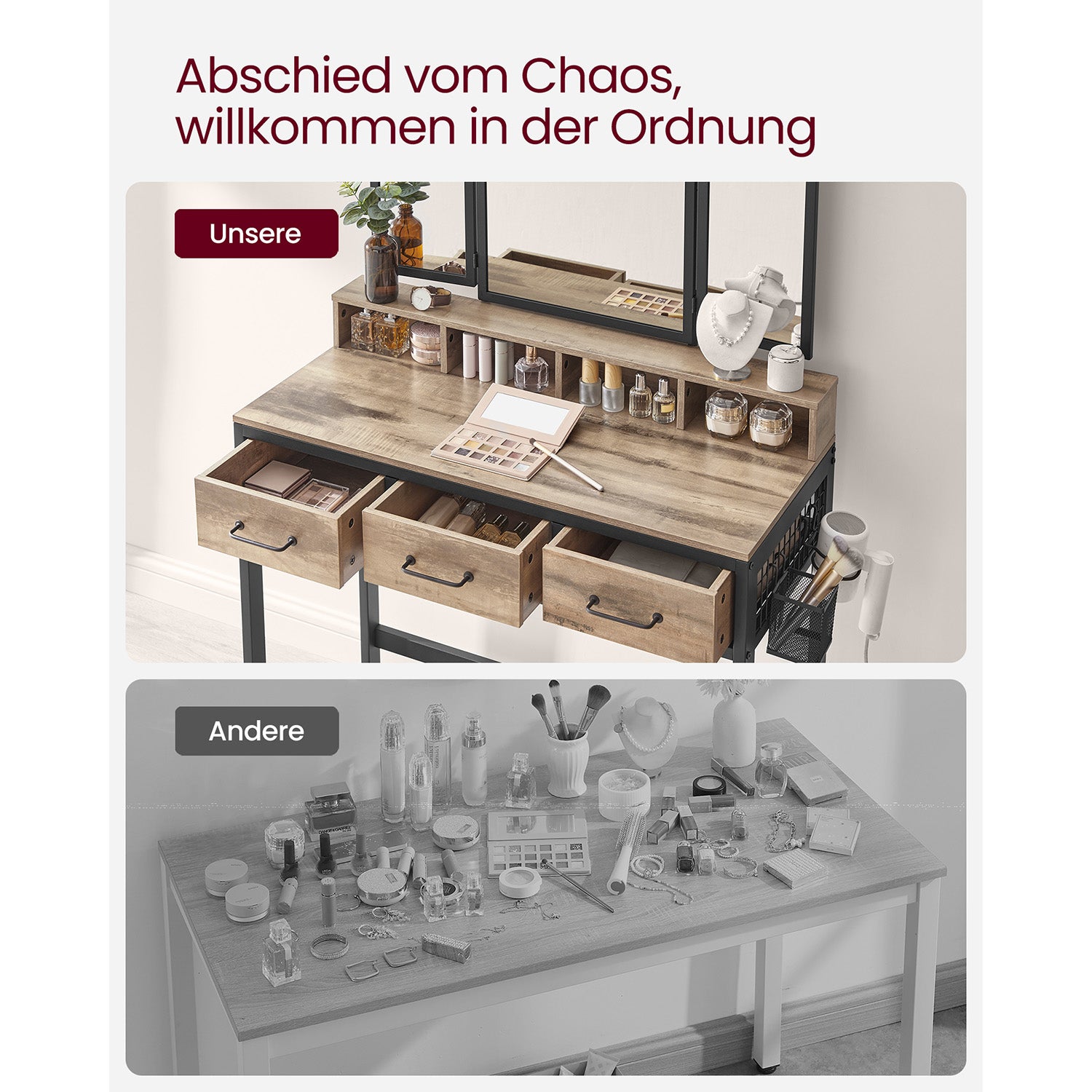 Schminktisch mit Hocker und Spiegel