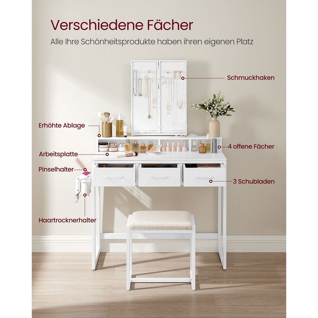 Schminktisch mit Spiegel und Hocker
